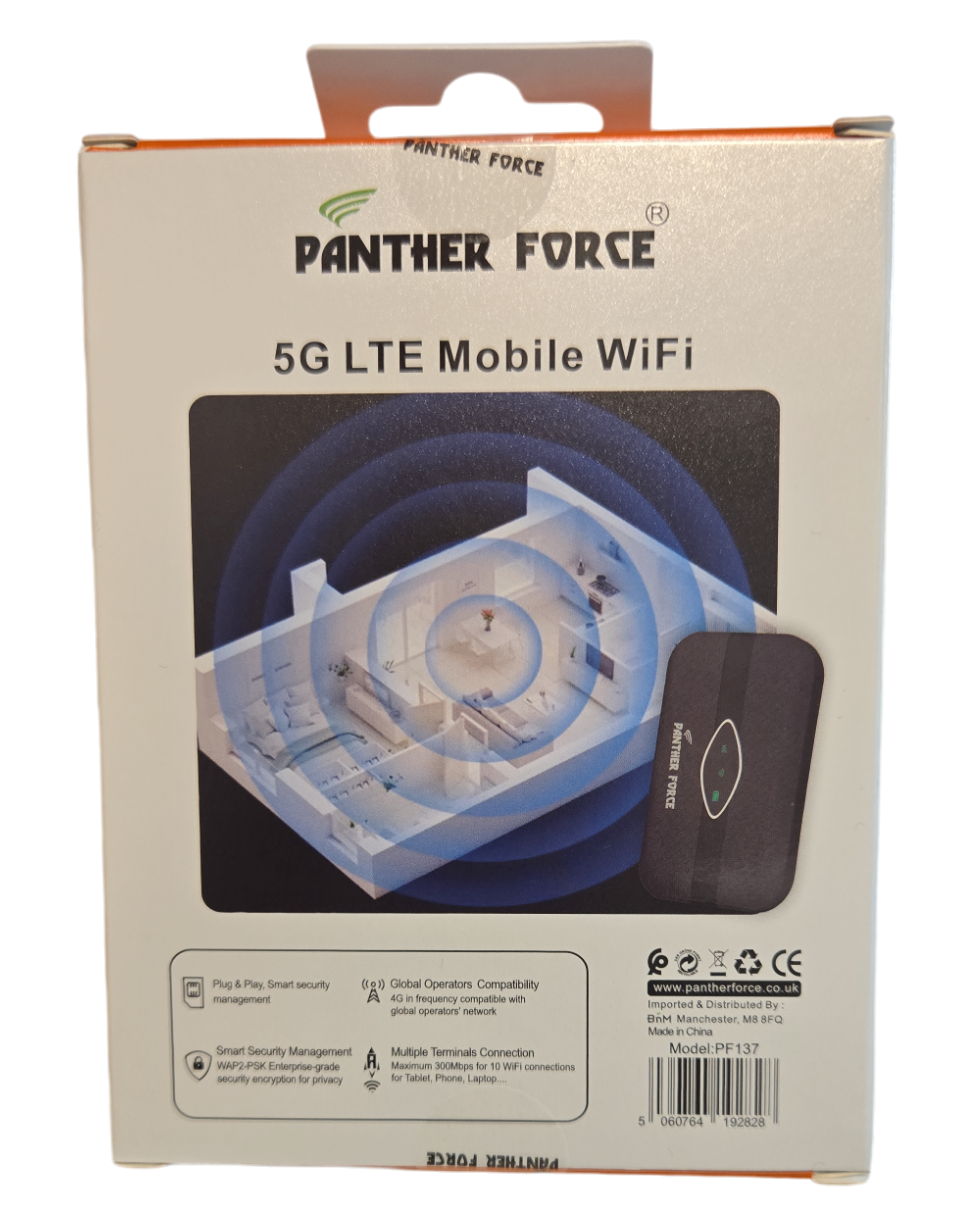 PantherForce Wireless 5G Portable WiFi -PF137 | Ultra-Fast Internet | 12-Hour Battery | Connect 20 Devices | Secure Mobile Hotspot PantherForce Wireless 5G Portable WiFi -PF137 | Ultra-Fast Internet | 12-Hour Battery | Connect 20 Devices | Secure Mobile Hotspot